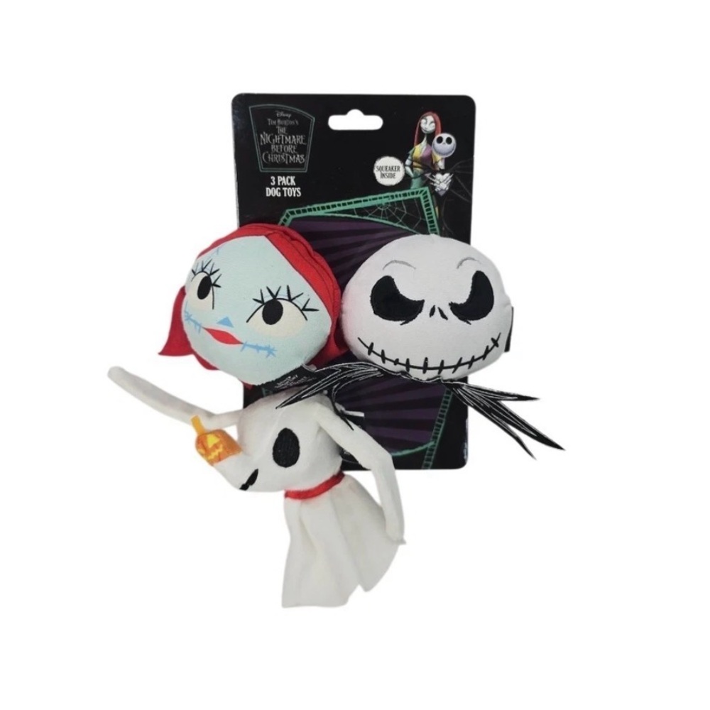 Disney The Nightmare Before Christmas 3 Packs Dog Toys Squeaker New